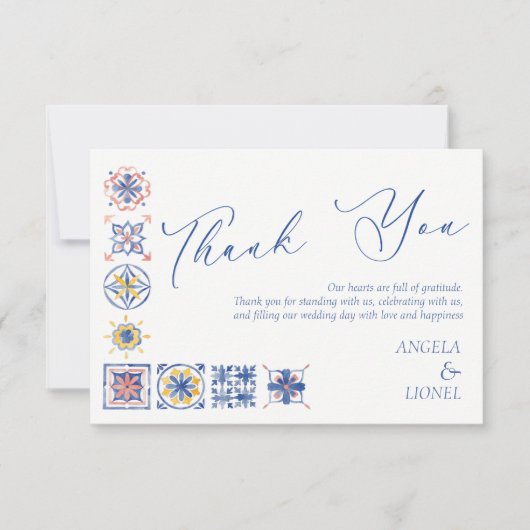Simple Elegant Tiles Amalfi Coast Italy Wedding Bedankkaart (Voorkant)