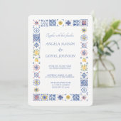 Simple Elegant Tiles Amalfi Coast Italy Wedding Kaart (Staand voorkant)