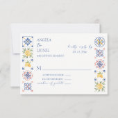 Simple Elegant Tiles Amalfi Coast Italy Wedding RSVP Kaartje (Voorkant)