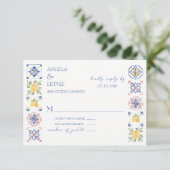 Simple Elegant Tiles Amalfi Coast Italy Wedding RSVP Kaartje (Staand voorkant)