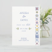 Simple Elegant Tiles Amalfi Coast Italy Wedding Save The Date (Staand voorkant)