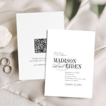 Simple Elegant Timeless Typography QR code Wedding