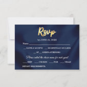 Simple Elegant Trendy Navy Blue & Gold Wedding  RSVP Kaartje (Voorkant)