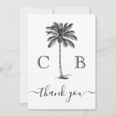 Simple Elegant Tropical Monograms Photo Wedding Bedankkaart (Voorkant)