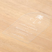 Simple Elegant Tropical Palm Monograms Wedding Acryl Uitnodigingen (Laagn)