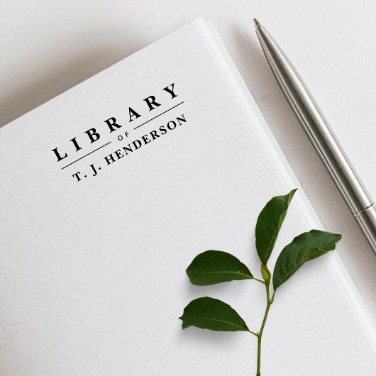 Simple Elegant Typography Custom Name Library Book Rubberstempel
