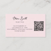 Simple Elegant Typography Pink Bow QR Code Visitekaartje (Achterkant)