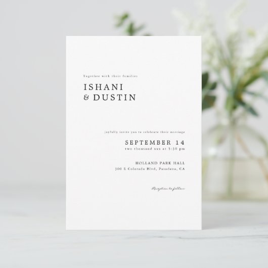 Simple Elegant Typography Wedding Kaart (Staand voorkant)