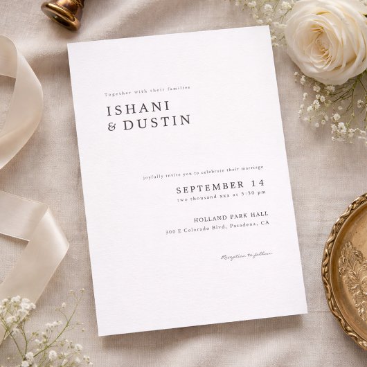Simple Elegant Typography Wedding Kaart