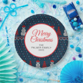 Simple Elegant Ugly Christmas | Family Custom Name Papieren Bordje (Feest)