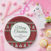 Simple Elegant Ugly Christmas | Family Custom Name Papieren Bordje (Feest)