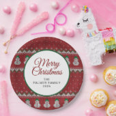 Simple Elegant Ugly Christmas | Family Custom Name Papieren Bordje (Feest)