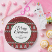 Simple Elegant Ugly Christmas | Family Custom Name Papieren Bordje (Feest)