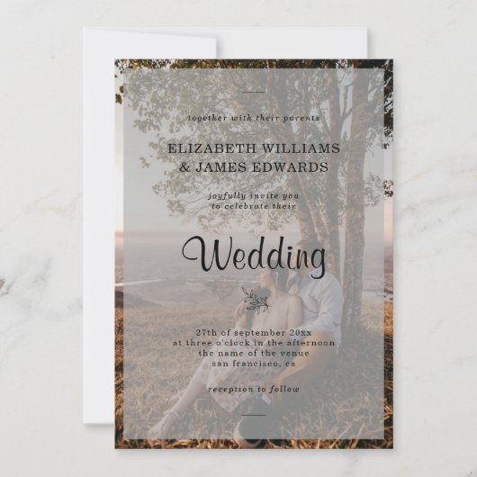 Simple Elegant Verloving Photo Wedding Kaart (Voorkant)