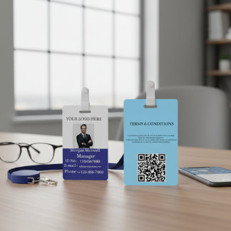 Simple Elegant Vertical Employee Access Card Photo Badge