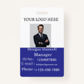 Simple Elegant Vertical Employee Access Card Photo Badge (Voorkant)