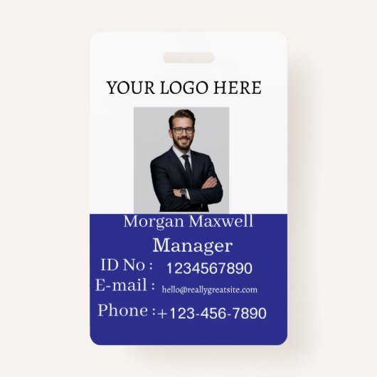Simple Elegant Vertical Employee Access Card Photo Badge (Voorkant)