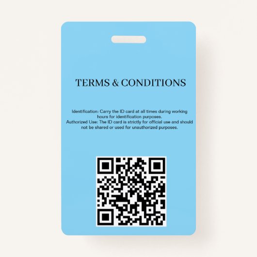 Simple Elegant Vertical Employee Access Card Photo Badge (Achterkant)