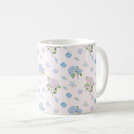 Simple Elegant Watercolor Hydrangea Flowers Koffiemok (Voorkant rechts)