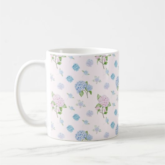 Simple Elegant Watercolor Hydrangea Flowers Koffiemok (Links)