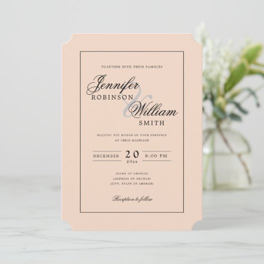 Simple Elegant Weddenschap Blush Script Kaart (Staand voorkant)