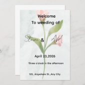 Simple & Elegant Wedding Invitation Kaart (Voorkant / Achterkant)