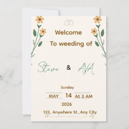 Simple Elegant Wedding Invitation Kaart