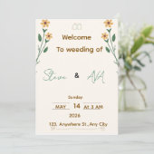 Simple Elegant Wedding Invitation Kaart (Staand voorkant)