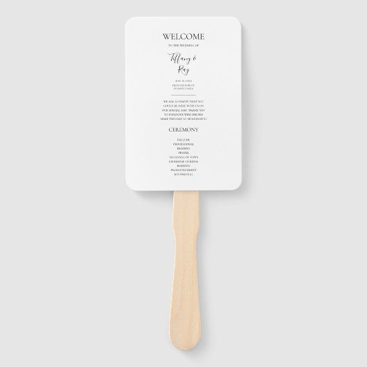 Simple Elegant Wedding Program Hand Fan Handwaaier (Voorkant)