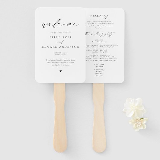 Simple Elegant Wedding Program Handwaaier (Voorkant en achterkant)