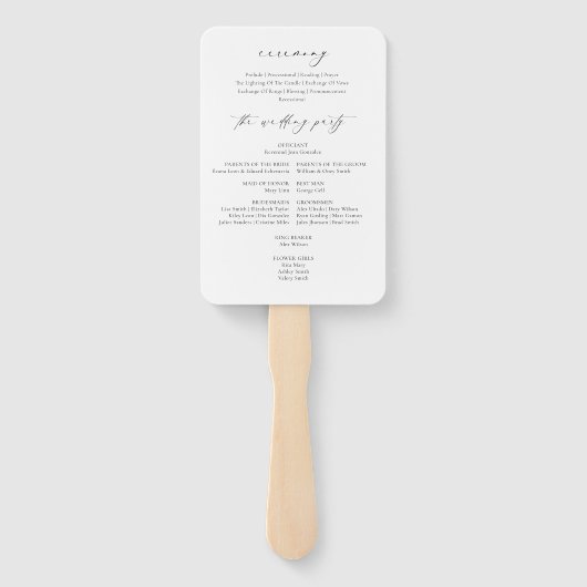 Simple Elegant Wedding Program Handwaaier (Achterkant)