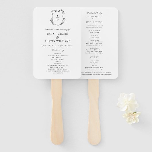 Simple Elegant Wedding Program Handwaaier (Voorkant en achterkant)