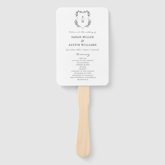 Simple Elegant Wedding Program Handwaaier (Voorkant)