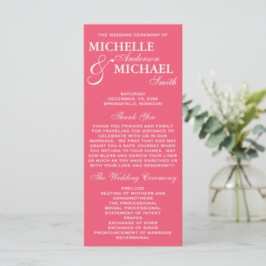 Simple Elegant Wedding Program Programmakaart (Staand voorkant)