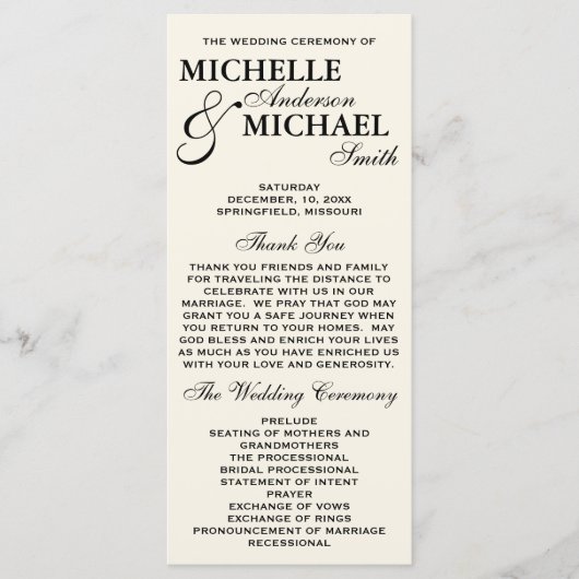 Simple Elegant Wedding Program Programmakaart (Voorkant)