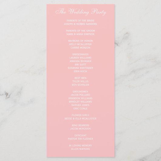 Simple Elegant Wedding Program Programmakaart (Achterkant)