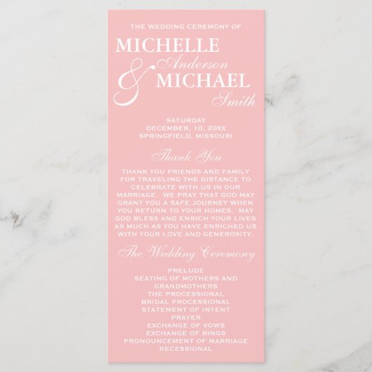 Simple Elegant Wedding Program Programmakaart (Voorkant)