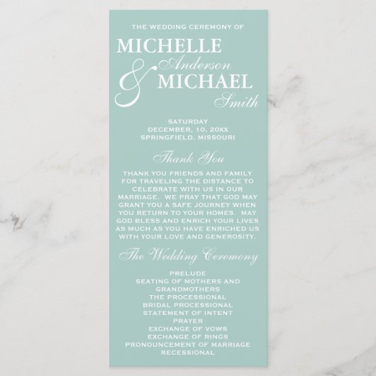 Simple Elegant Wedding Program Programmakaart (Voorkant)