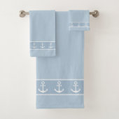 Simple, Elegant, White Anchors on Light Blue Bad Handdoek (Insitu)