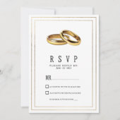 Simple elegant white and gold rings RSVP Kaart (Voorkant)