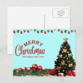 Simple Elegant White DecorRed Ball Merry Christmas Feestdagenkaart (Voorkant / Achterkant)