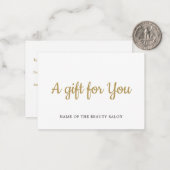 Simple Elegant White Faux Gold Beauty Gift card Notitiekaartje (Voorkant / Achterkant in situ)