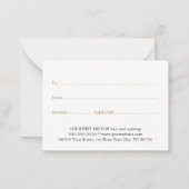 Simple Elegant White Faux Gold Beauty Gift card Notitiekaartje (Achterkant)