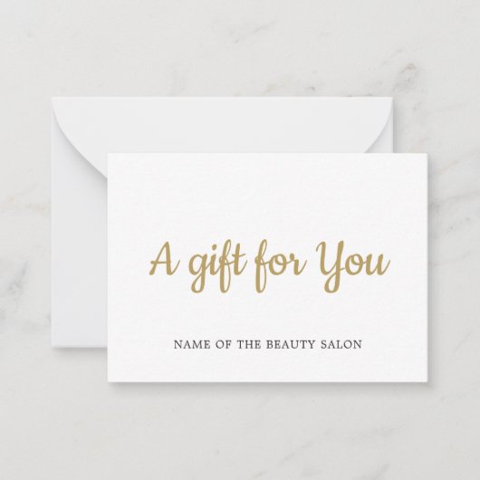 Simple Elegant White Faux Gold Beauty Gift card Notitiekaartje (Voorkant)