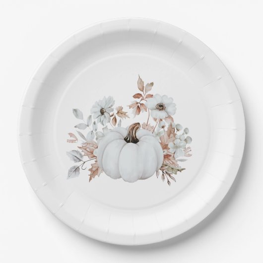 Simple Elegant White Pumpkin  Papieren Bordje (Voorkant)