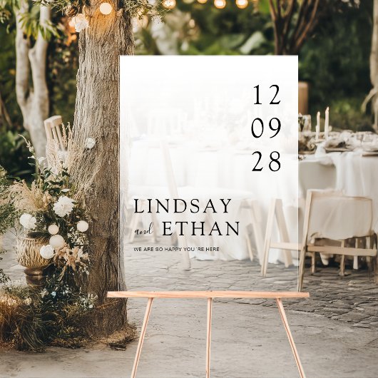 Simple Elegant White Transparent Wedding Acryl Bord