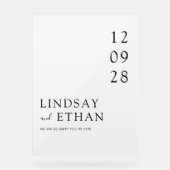 Simple Elegant White Transparent Wedding Acryl Bord (Voorkant)