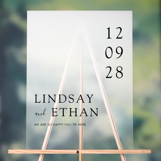 Simple Elegant White Transparent Wedding Acryl Bord (Neutraal)