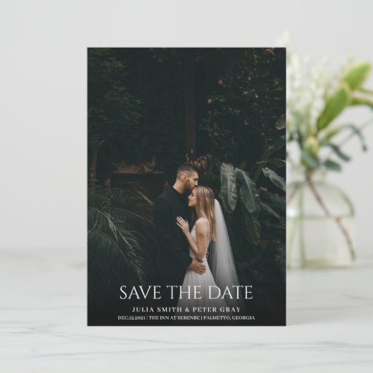 Simple Elegant White Typography Photo Wedding STD Kaart (Staand voorkant)