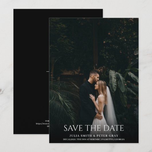 Simple Elegant White Typography Photo Wedding STD Kaart (Voorkant / Achterkant)